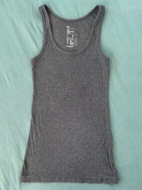 Gap The Essential Tank Dark Charcoal Heather Grey Ribbed Scoop Neck Top S